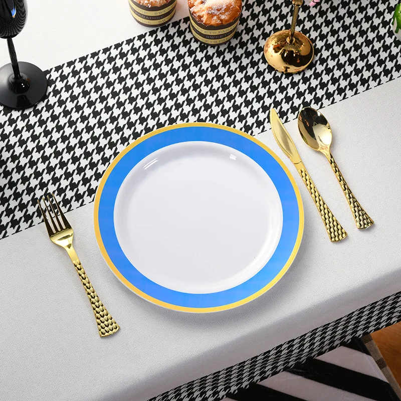 Custom Logo Factory Direct Sales Disposable Dinner Plate Sets For Party PS Plastic Tableware Dinnerware Set