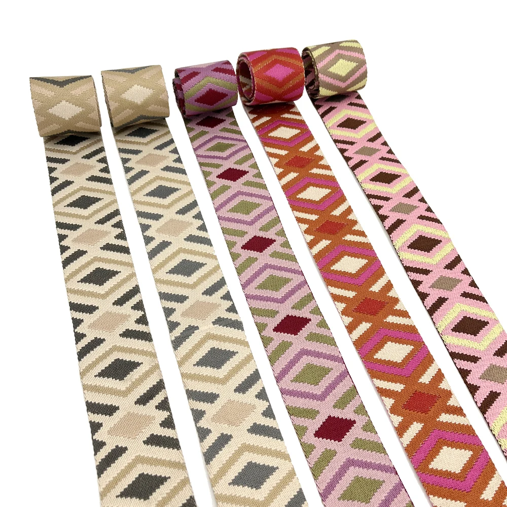 Новый дизайн ширина 5 см ромбовидный узор полиэфирная жаккардовая ткань женская сумка плечевой ремень 50 мм