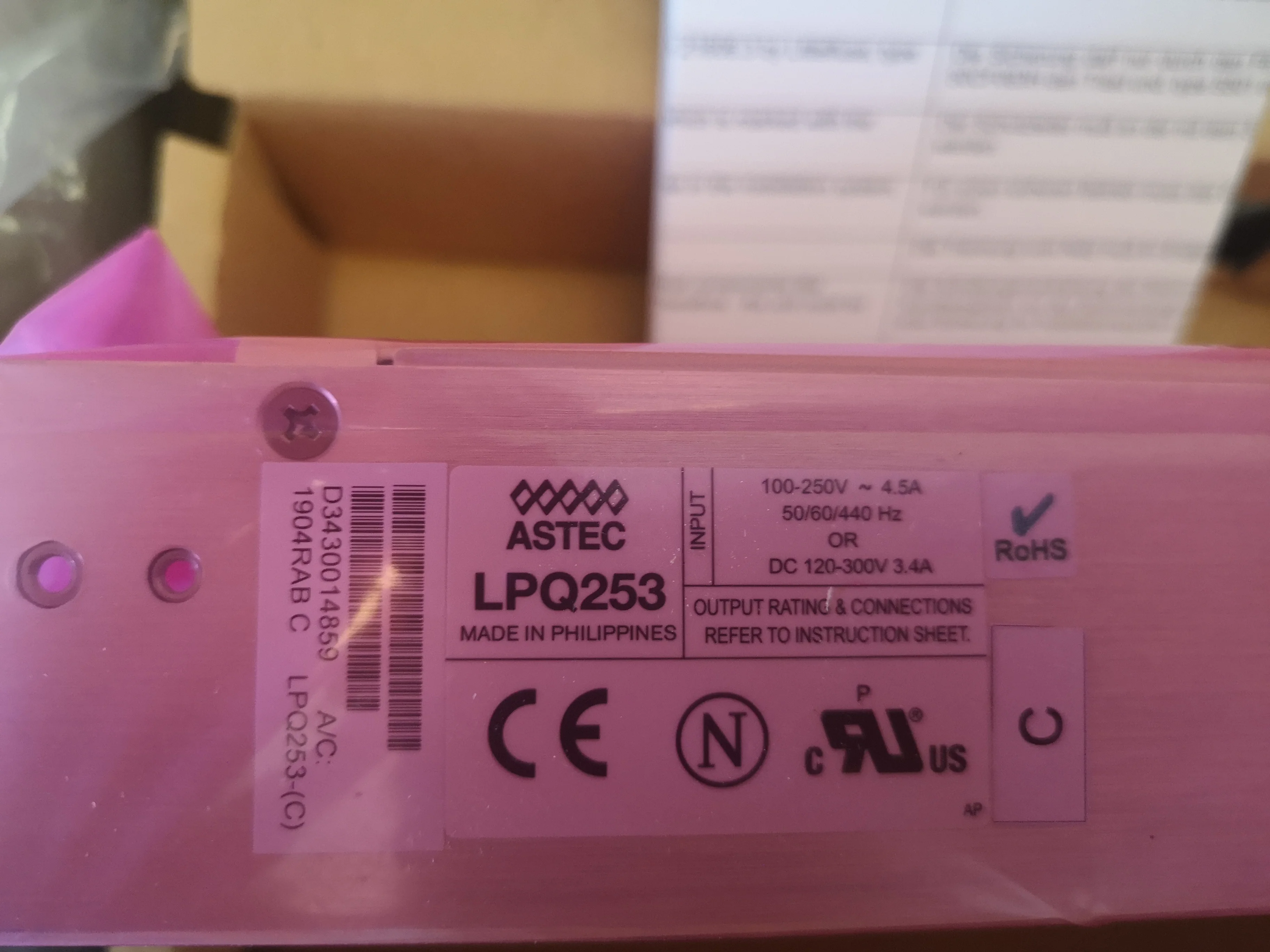 Artesyn Astec AC/DC промышленный корпус 250 Вт LPQ253 импульсный источник