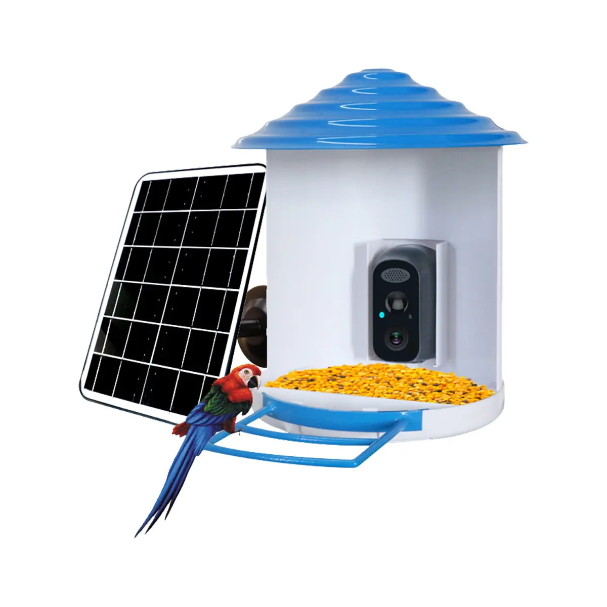 New 2MP WiFi Security Camera with Solar Panel IP66 Waterproof PIR Detection Two-way Audio Night Vision 5200mAh AI Birds Feeder