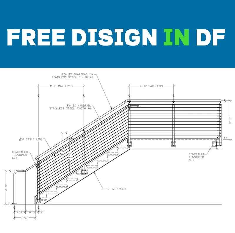 DF  factory price stainless steel cable railing kit stair railing design cable railing hardware