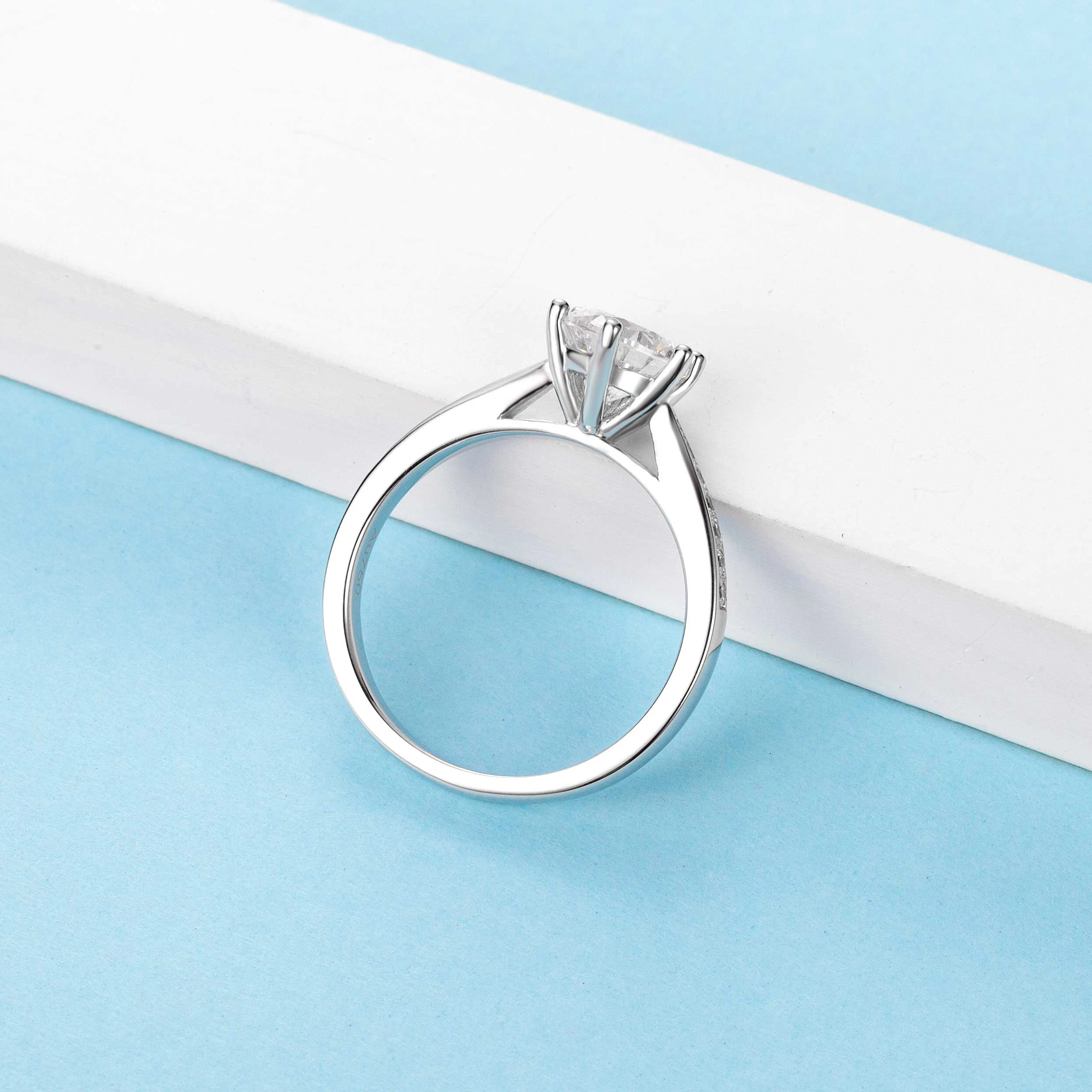 High Quality real diamond 18k gold diamond wedding ring set six claws with side diamond