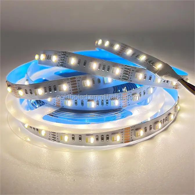 RGBWW 5050 5In1 Chip RGB RGBW 60Leds 96Leds 12V 24V CCT 12mm Adjustable Dual White Waterproof Smart Led Strip Light