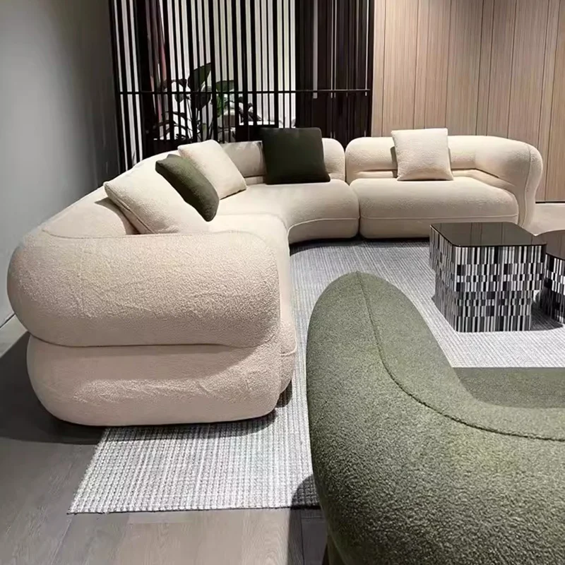 Modern velvet cloth modular green sofa 7 seater sofa set furniture for home luxury sectional curved soft couch living room sofas