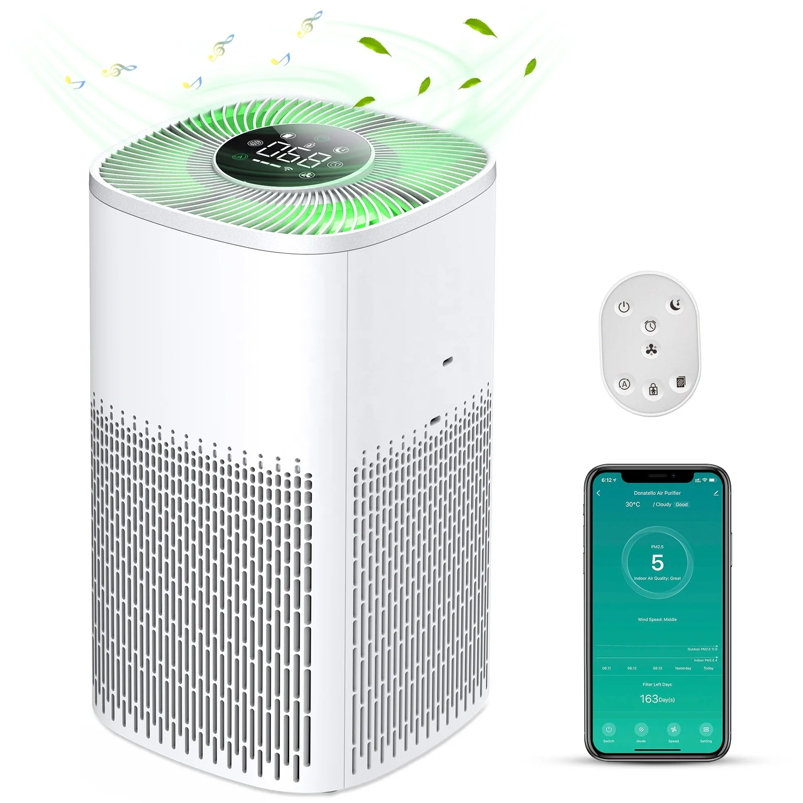 APP Control Portable Air Purifiers Desktop Mini UV Home Air Cleaner Hepa Filter Air Purifier