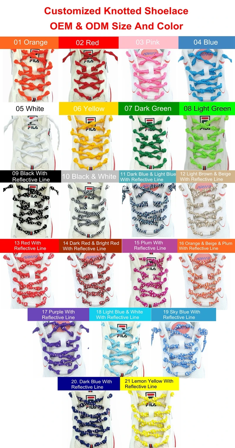 Colorful Round No Tie Bamboo Knot Shoelace Elastic Polyester No tie Lazy Shoelaces