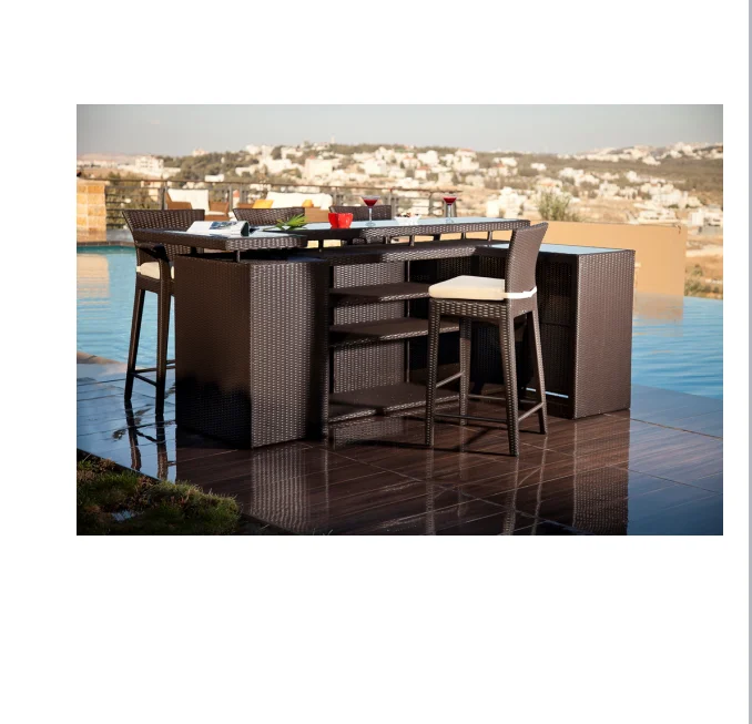 Green trade assurance weatherproof pe rattan corner bar furniture for sale