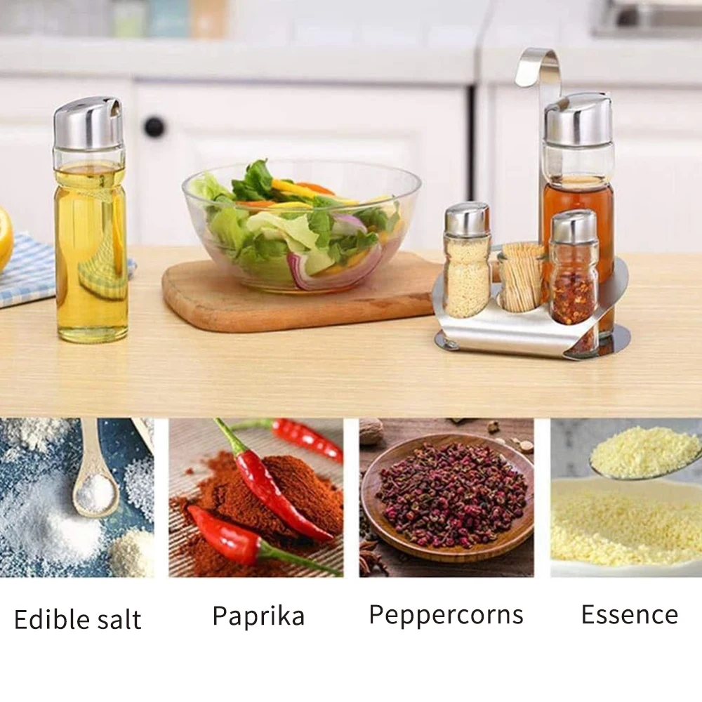 Hot Selling Kitchen Cooking Soy Sauce Olive Oil Storage Bottles Jars Spice Vinegar Food Glass Storage Containers Set Accessories