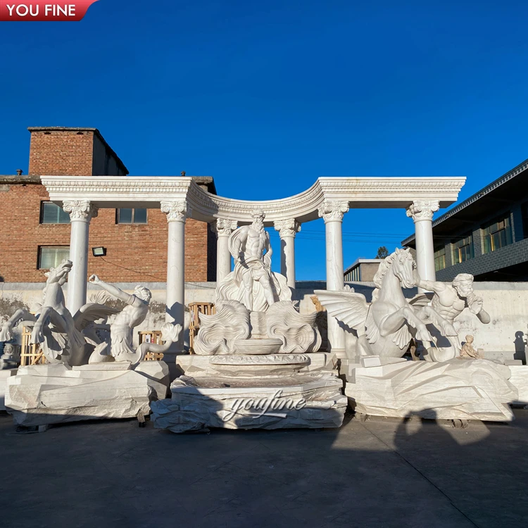 Outdoor Garden Hand Carved Large Marble Trevi Fountain