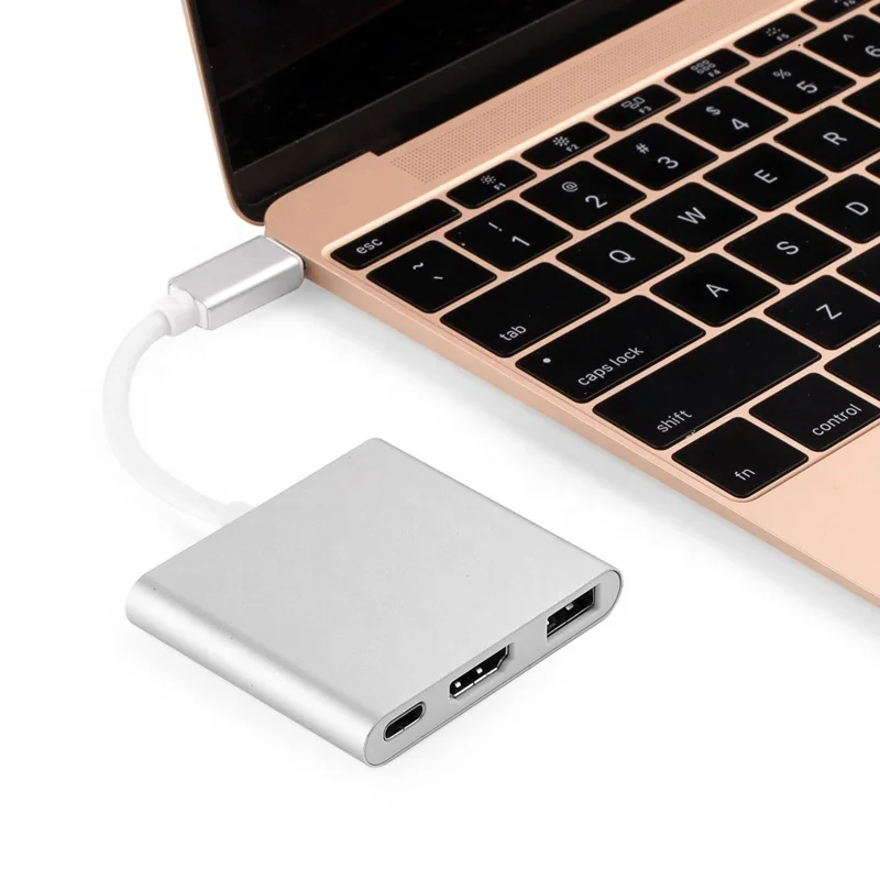  Первоклассная поддержка 4K 30 Гц 3 в 1 многопортовый USB типа C для HD-MI конвертер адаптер