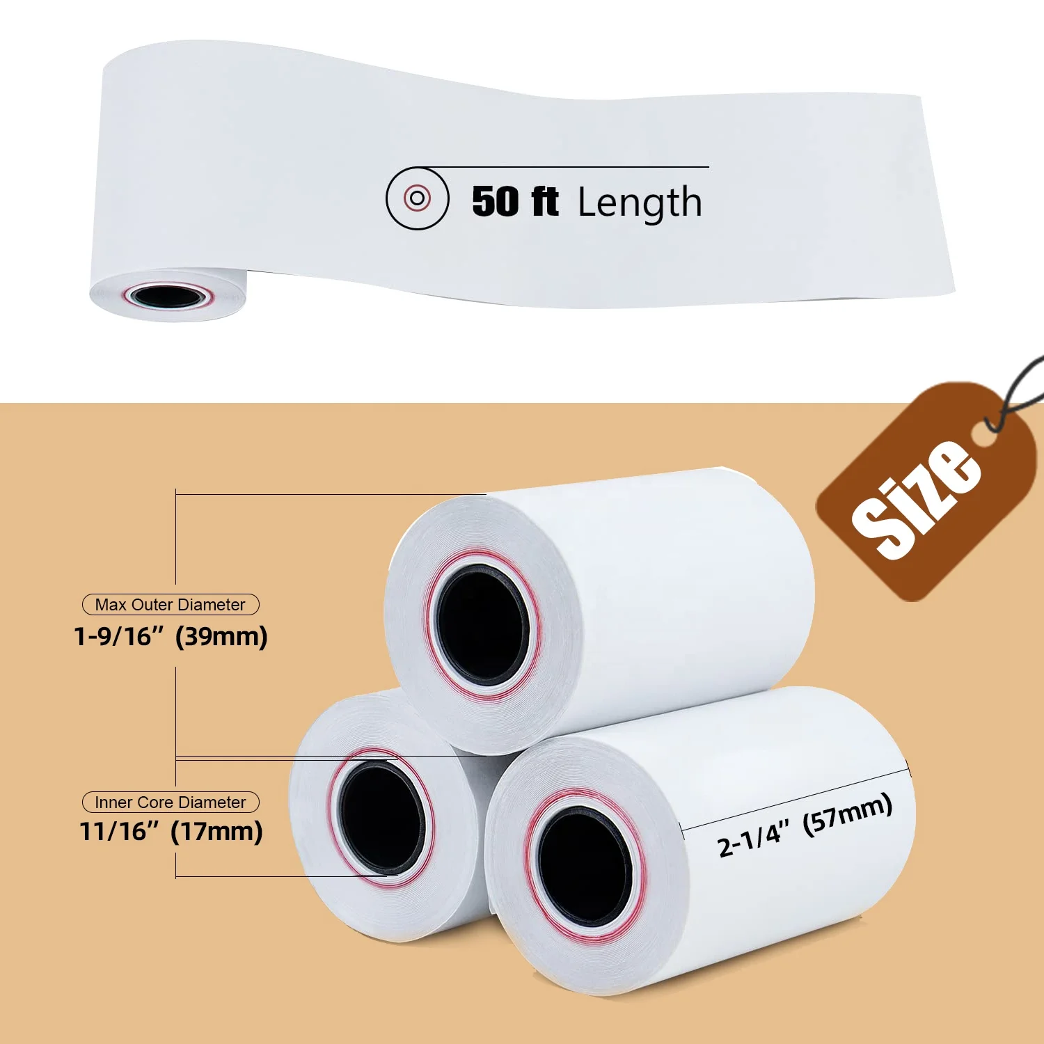 Custom Oem Size Pos Atm 2Inch 1/4 X 50 Thermal Cashier Paper Receipt Small Rolls Paper Spain 50Mm Cash Register Paper