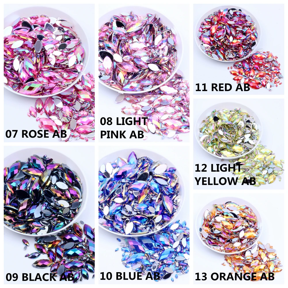Wholesale Acrylic Flat Back Rhinestones 3x6mm 10000pcs Marquise Earth Facets Dress DIY Jewelry Nails Art Charms Acrylic Gem