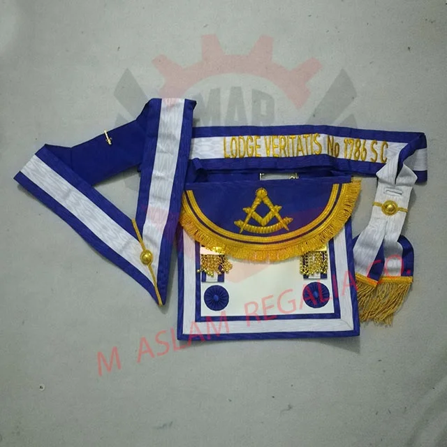 Scottish rite WM Apron set | Custom made Provincial Apron | Collar | Sash | Cuff Gauntlets