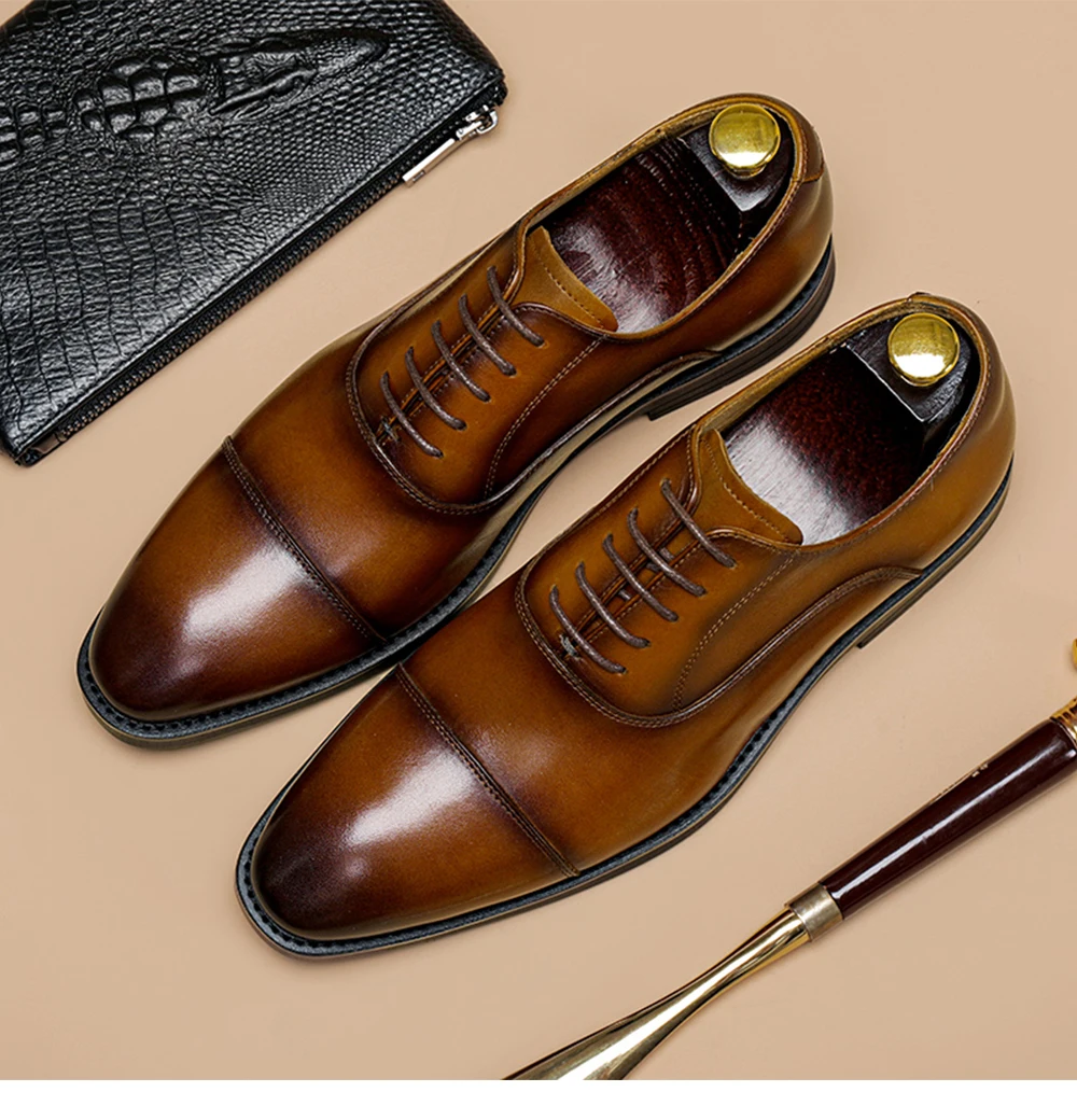 Elegant Business verified mans shoes supplier Genuine Cow Leather mens shoes office Chaussures Homme Fashion Wedding Shoes men