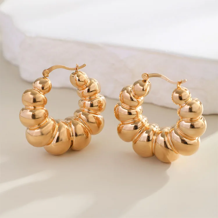 1 Pairs Exaggerated French Disc Metal Large Gold Earrings Simple Irregular Texture Earrings Fashion Jewelry Earrings for Women