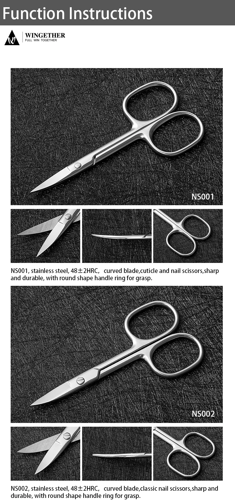 Wingether Amazon Hot Sell Wholesale Scissors Sharp Stainless Steel Cuticle Scissors Classical Cuticle Scissors