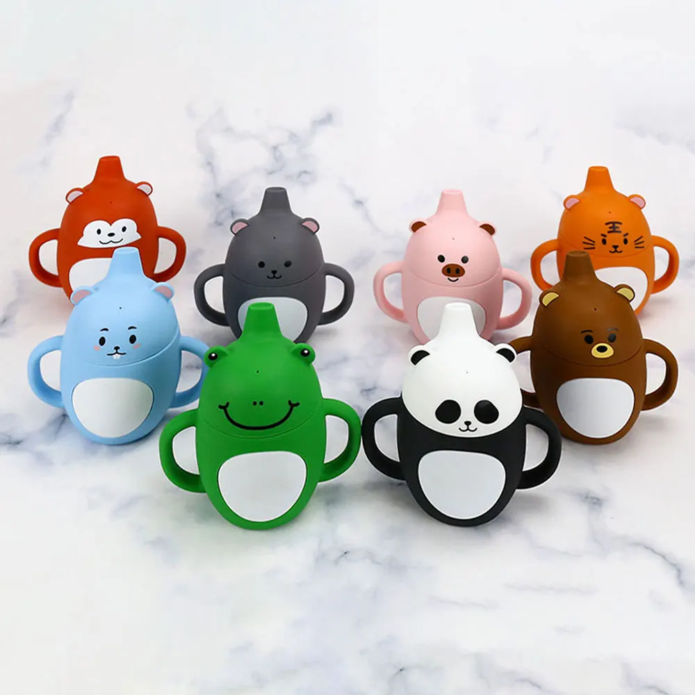 Food Grade Silicone Animal Shaped baby cup water Non Spill Kids Toddler Children Drinking Water Training Sippy Cup