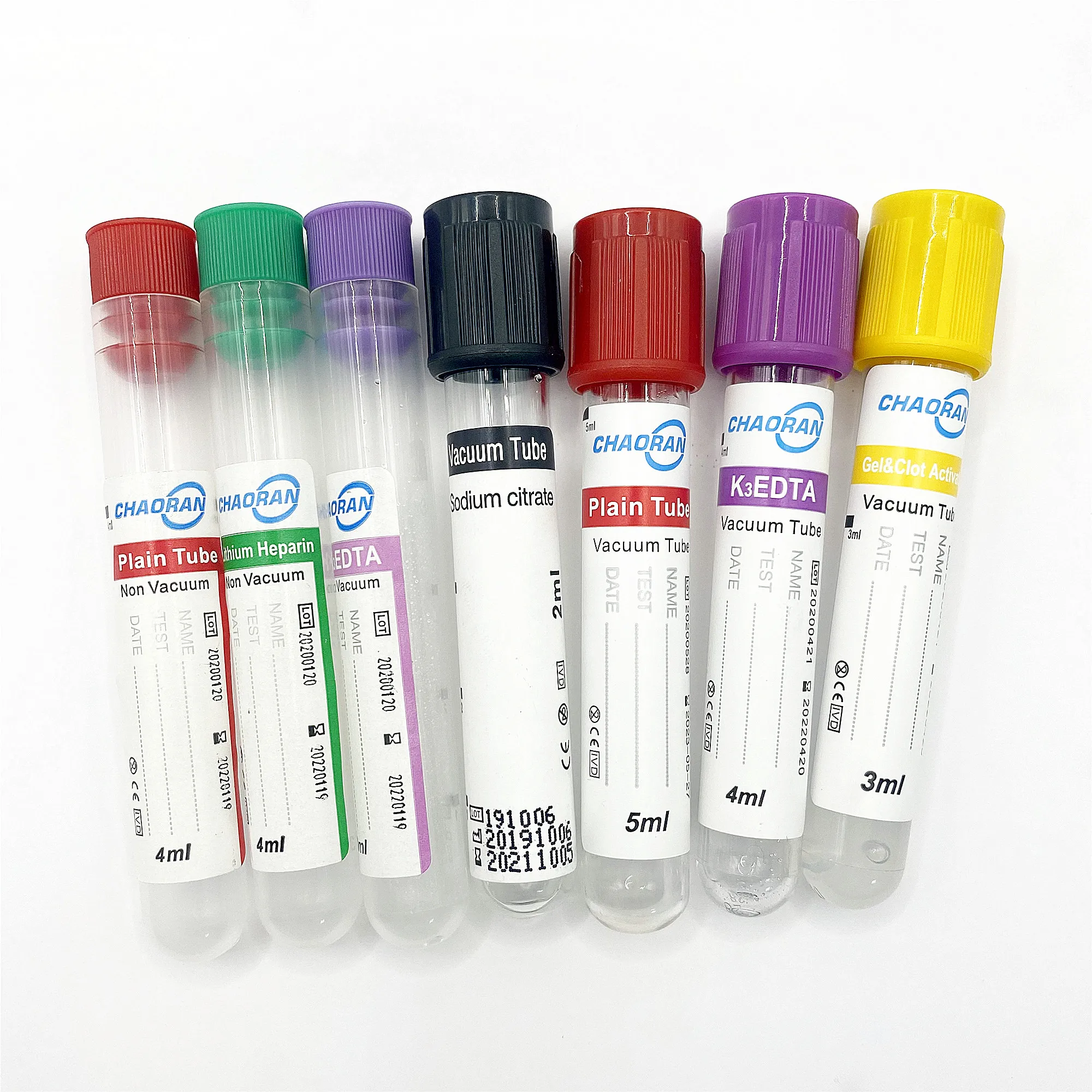 Medical Vacuum Blood Collection Tube Plain EDTA K3 Sodium Citrate Gel Heparin ESR Glucose vacutainer tube