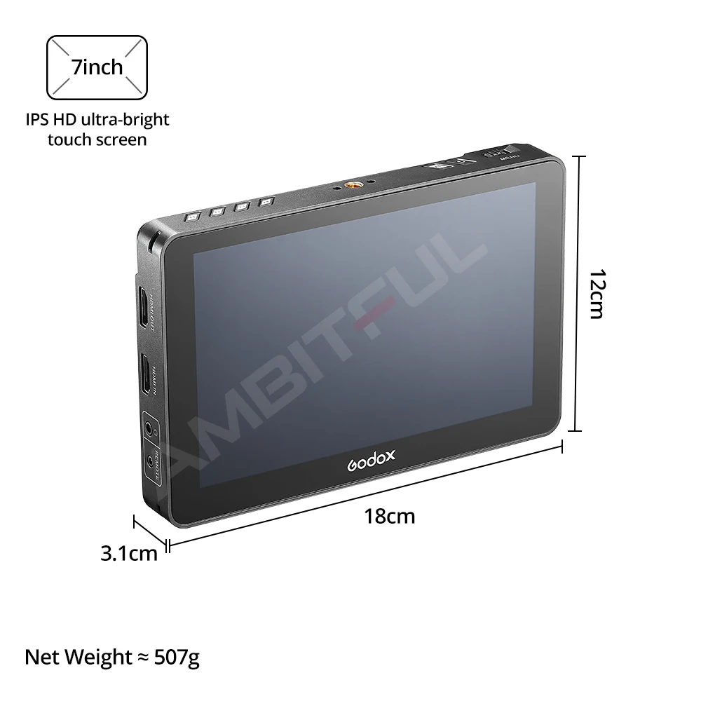 Godox GM7S 4K 7 inch Ultra Bright Camera DSLR Monitor 3D LUT Touch Screen IPS FHD 1920x1080 Video Live Display