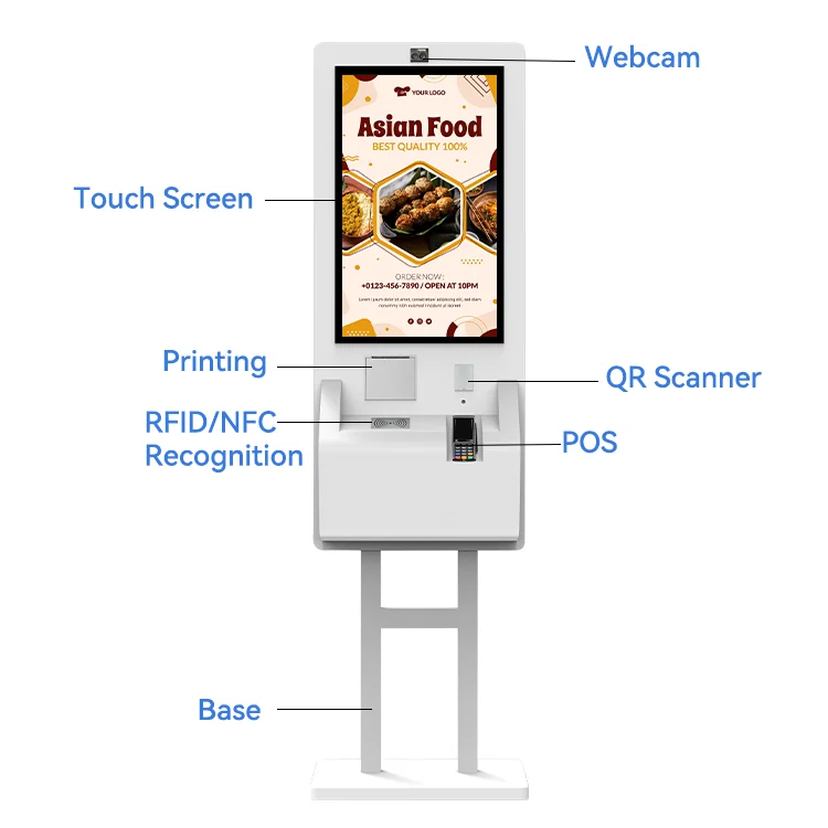 32 inch floor stand Restaurant NFC Smart Tablet touch screen fast food ordering self service payment kiosk machine for Retail