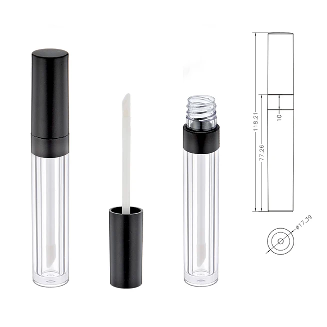 Custom Round Cute Lip Gloss Bottle 5ml Empty Lip Gloss Tubes 5 ml With Band