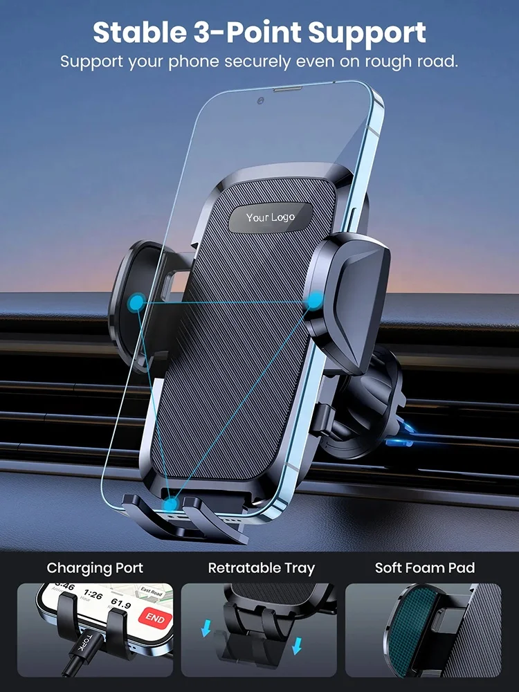 YANCHENTIAN Car Phone Holder Cell Phone Mount for Car Dashboard  Windscreen for Universal Cars 360 Rotatable Mobile Phone Holder