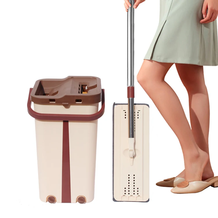 8 Liter Different Types Of Mops Buckets Floor Mob Cleaning Flat Mop And Bucket Set With Wringer