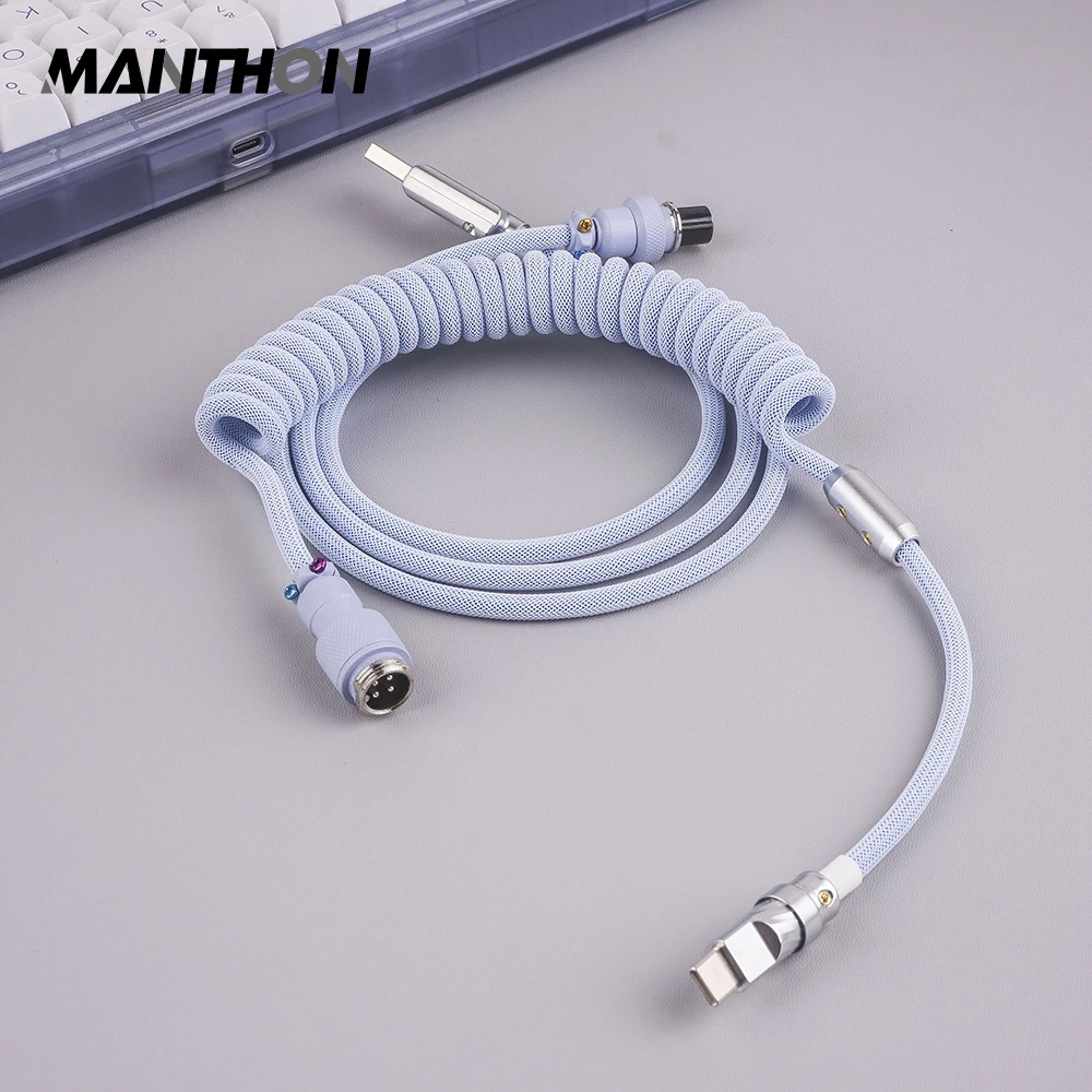 Custom Coiled Type C Usb Cable Mechanical Keyboard Coiled Waterproof Connector Aviator Cable