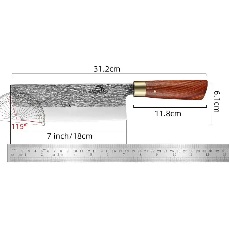 Forged 7 Inch Nakiri Knife High Carbon 5Cr15 Stainless Steel Vegetable Knife
