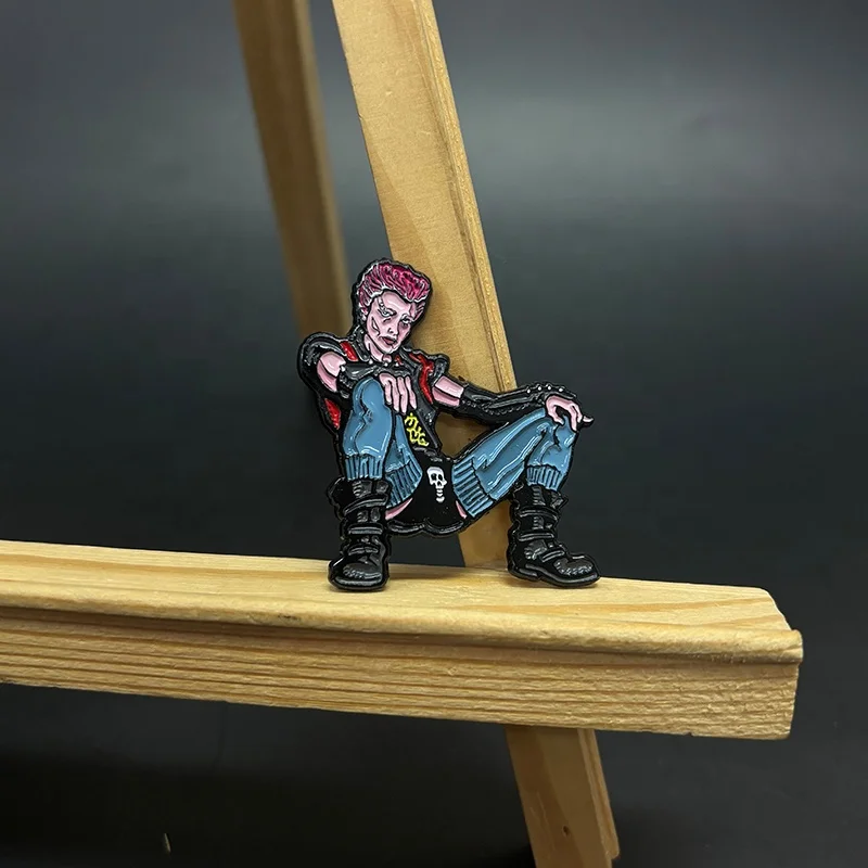 High Quality Custom Black Gothic Cartoon Enamel Badge Digital Printing Factory Custom Paint Dyed for Gift Use