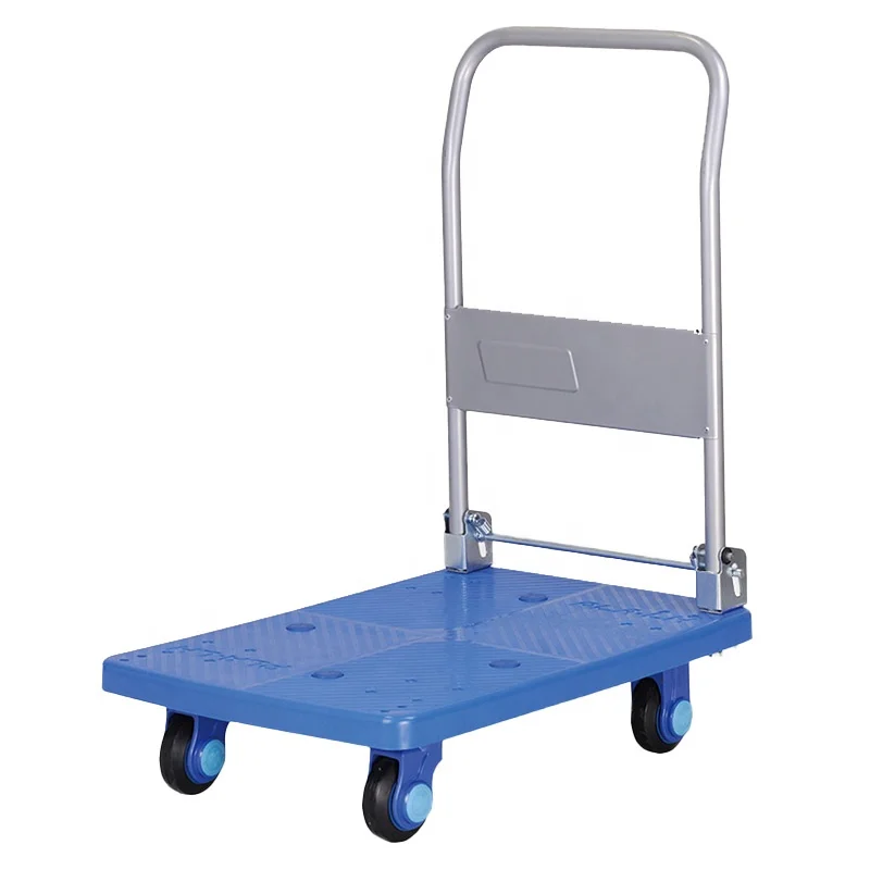 Silent foldable pull goods stainless steel flat car Plastic Trolley