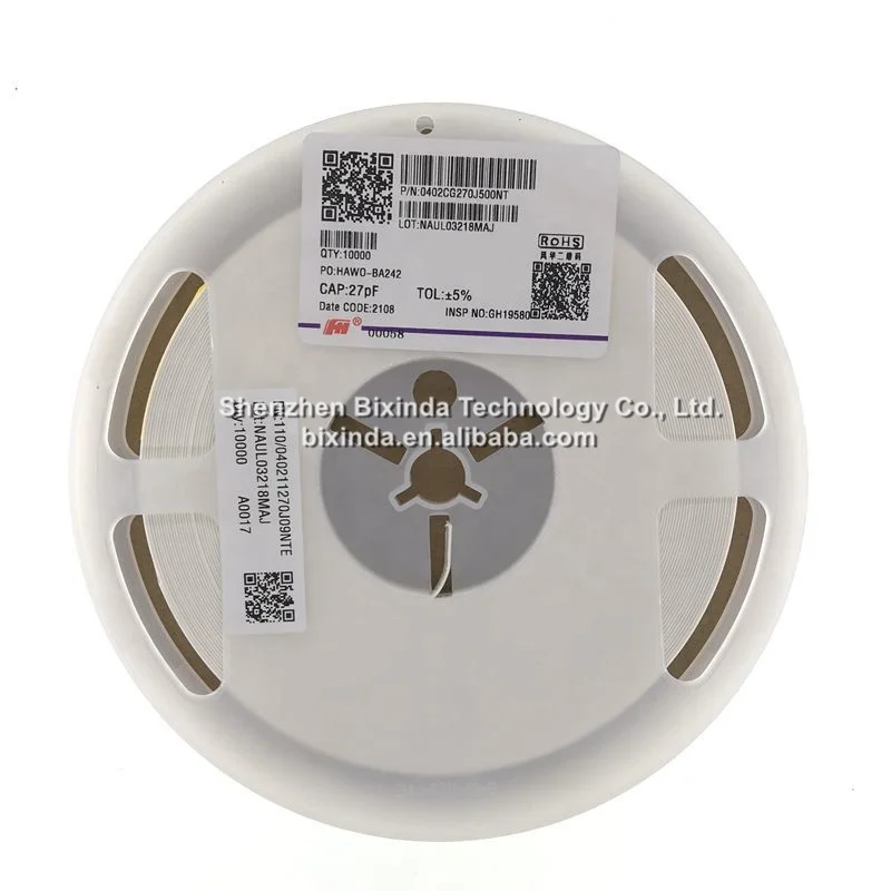 0402CG270J500NT 0402/1005  COG/NPO 27pf 5% error 50V 0.5mm thickness Brand new genuine chip ceramic capacitor