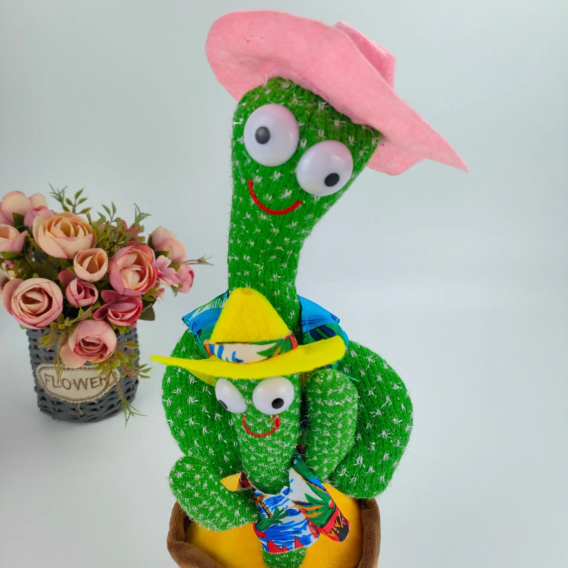 Super Popular Cactus Mother And Son Dancing Light Recording Singing Musical Speak Dancing Plush Toy talk Back