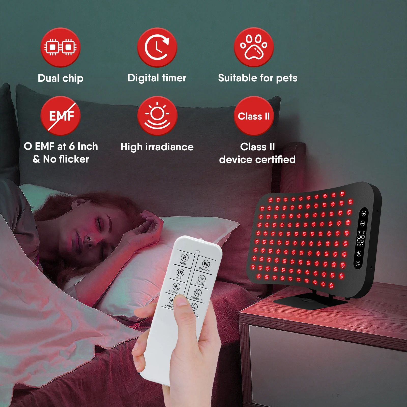 Red Light Therapy Lamp Infrared Light Therapy Panel for Face with Stand, 660nm 850nm Near Infrared Light Therapy Device at Home