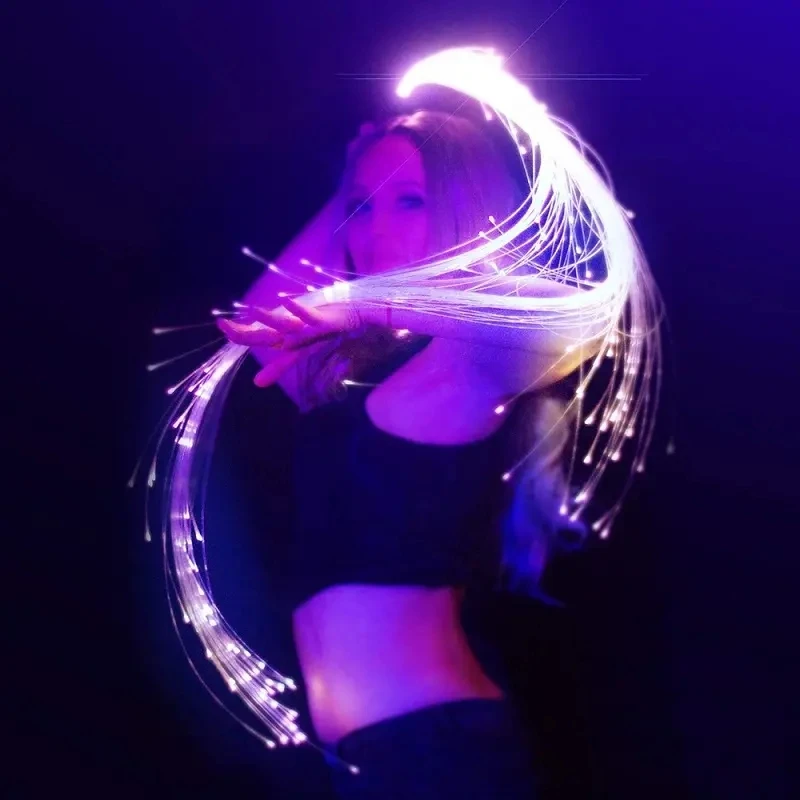 RGB Dancing Fiber Optic Whip For Parties  LED Fiber Optic Whip Bar Nightclub Atmosphere Dance Whip