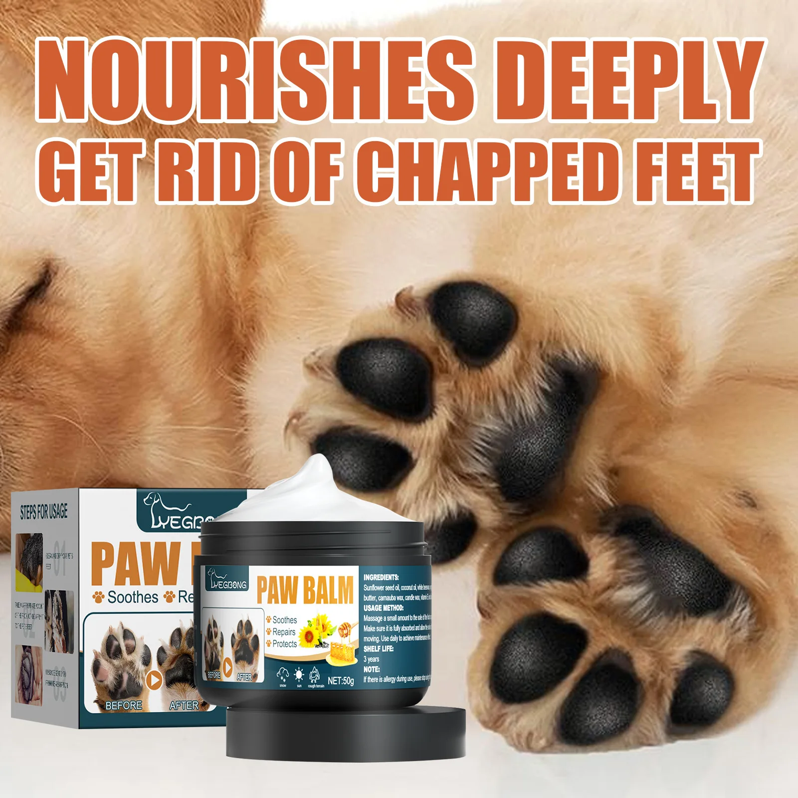 YEGBONG Pet Paw Balm Organic Natural Pet Care Products Soothing  Repairing Protecting Product For Your Dogs &Cats