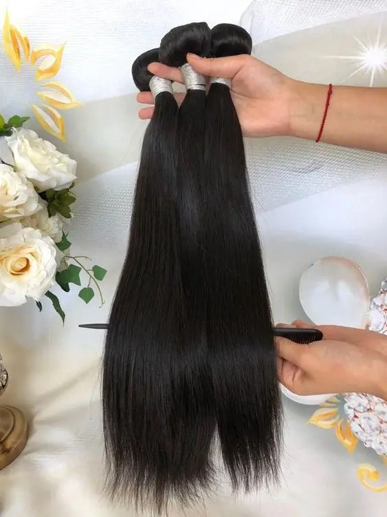 16inch Straight Hair 3Bundles With 1 Lace Closure Set Virgin Brazilian Human Hair Weave Bundle With Swiss Lace Frontal Vendor