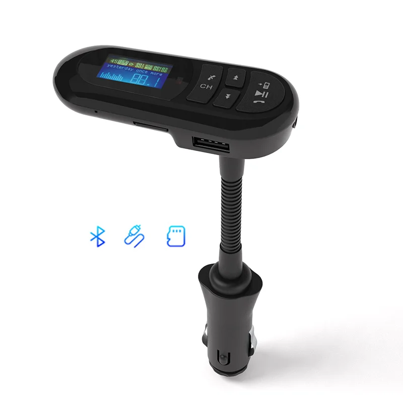 Оптовая продажа, 1,2 дюймовый экран дисплея, автомобильный стерео адаптер для воспроизведения аудио, беспроводной автомобильный комплект громкой связи, автомобильный FM-передатчик
