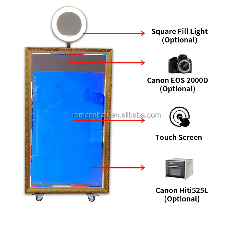 Hot Sale Mirror PhotoBooth Selfie  Portable Touch Screen Mirror Photo Booth Machine With Camera And Printer For Rental Business