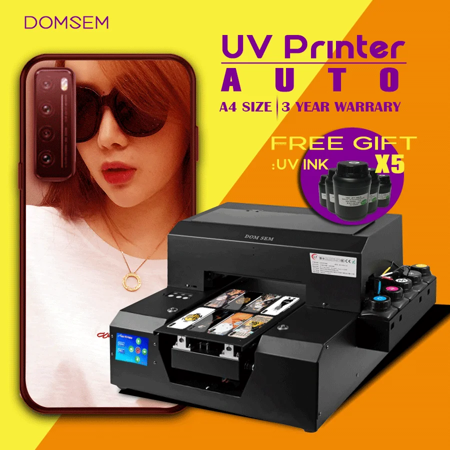 DOMSEM PVC ID Card Logo uv Printing Machine A4 UV Flatbed Digital Printer Phone Case Printer