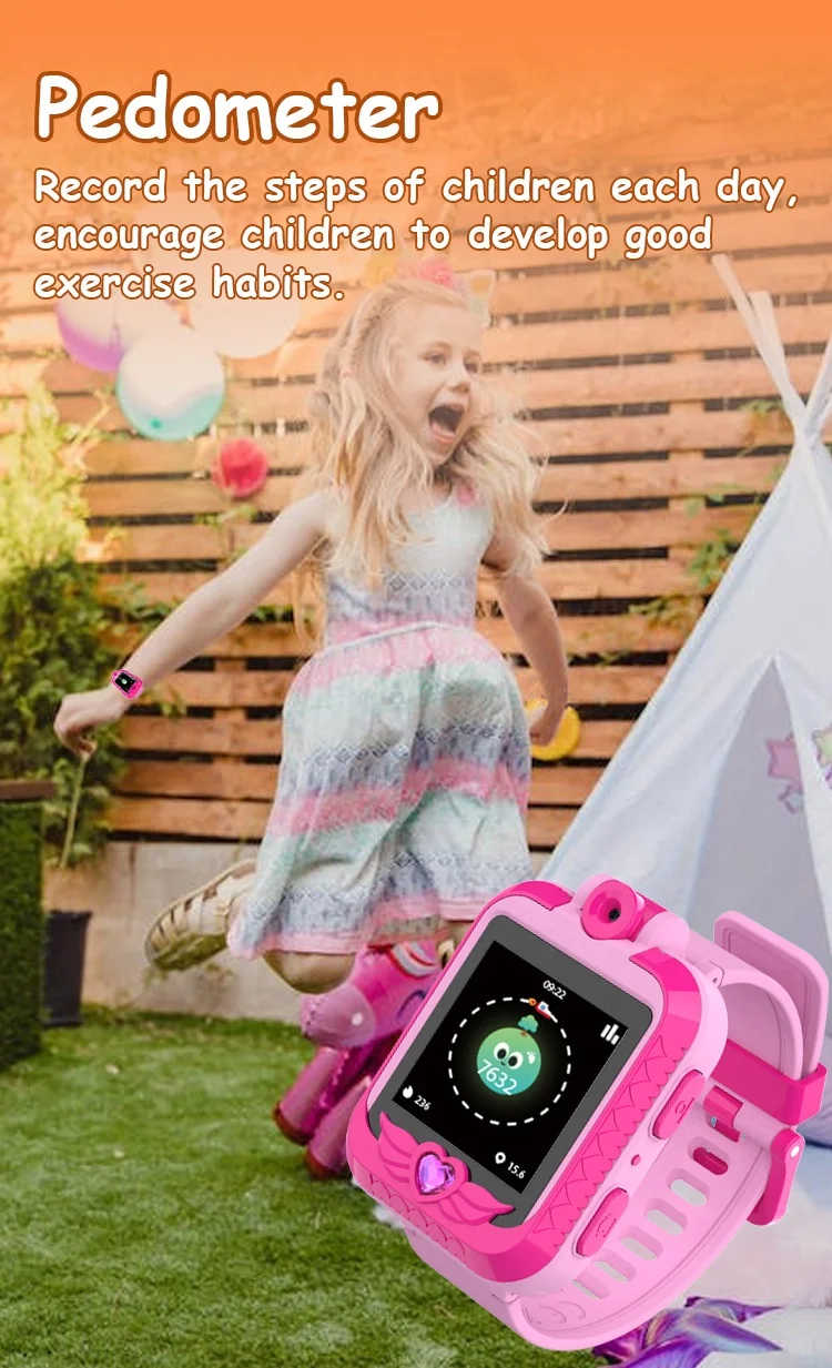 2023 Newest Electronic Kids Smart Watch with Flip Camera Child Watch Voice Video Record Pedometer for Kids Christmas Gift