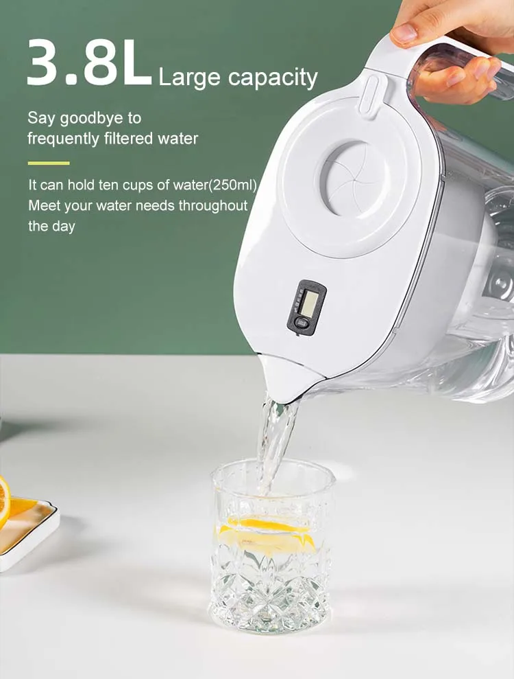 Food Grade Material 3.8L Large Capacity Long Life Filter Element 0.15L/Min Water Filter Pitcher