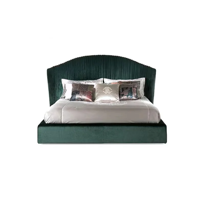 Manufacturer custom Italian light luxury frosted leather or fabric big bed modern villa simple master bed wedding bed