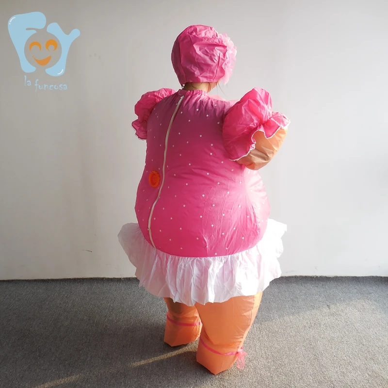 Men Women Funny Halloween Costume Cosplay Fat Funny Suits Inflatable Pink Cute Doll  Costumes