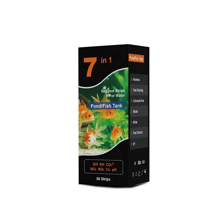 Hot Sale 7 in 1 Reagent Strips For Water Pond Kits/ Fish Tank Rapid Water Quality Test Strips