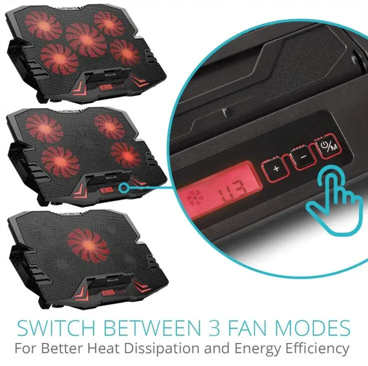 Laptop Cooler Fan Adjustable Folding Dual USB Notebook Cooler Hot Selling 15.6 Inch 5 Fans 125 and 70 Air-cooled Ice COOREL K5