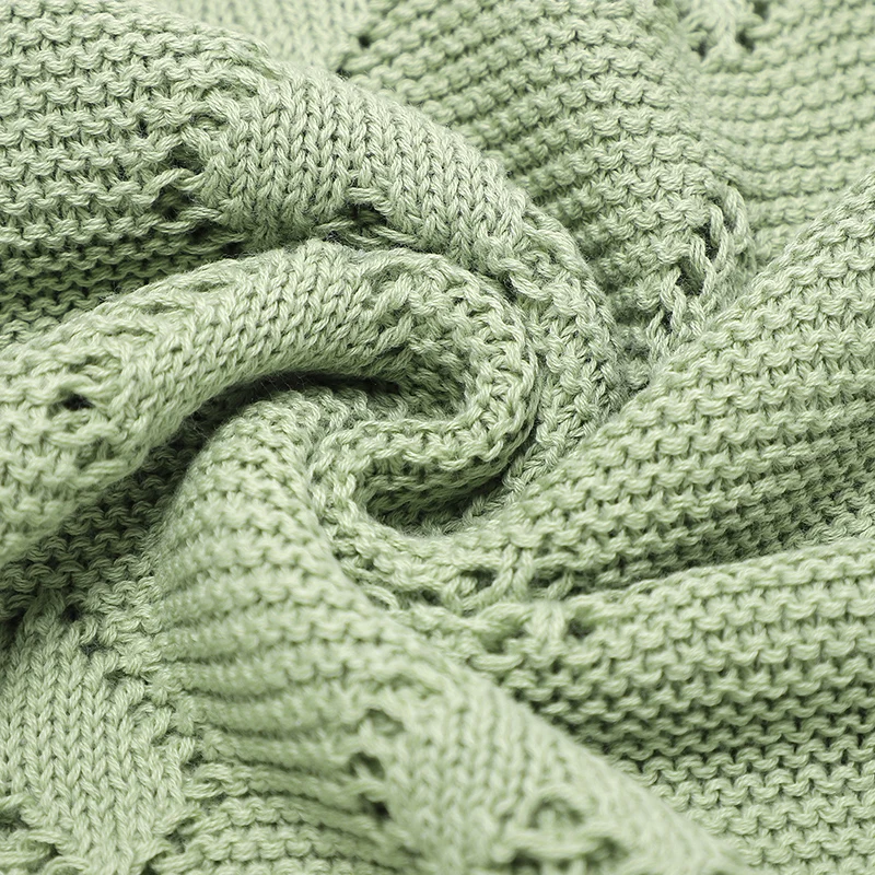 Wholesale Handmade Knit Cotton Blanket Newborn Throw Blanket for Baby Knitted Baby Blanket