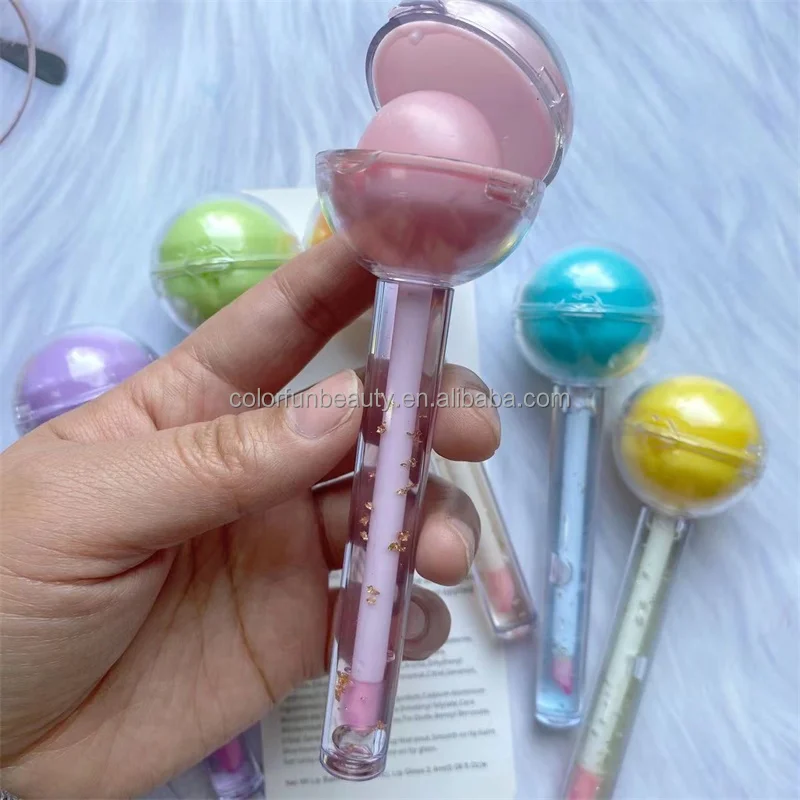 High Quality wholesale lipgloss gloss Luxury Cute Lollipop Lip Gloss Christmas Gift Lip Balm Liptint With Paste Colorful Jewelry