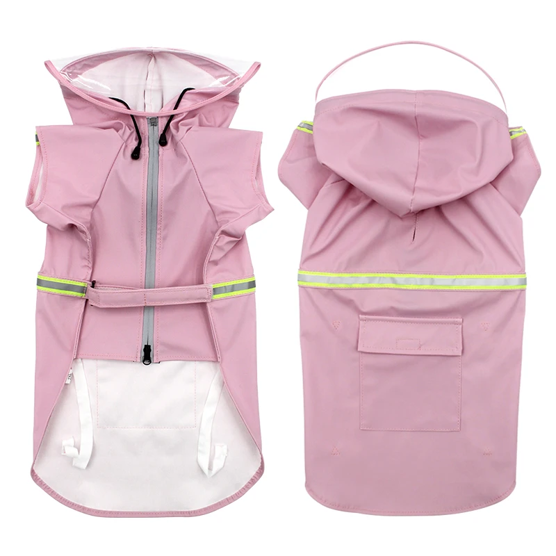 Whole sale Large reflective clothes pet dog rain coat jacket luxury outdoor waterproof raincoat for large dogs