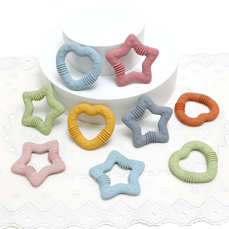 new Baby gift Star style100%food Grade silicone baby teething toy bpa free silicone teether sensory toys baby teether